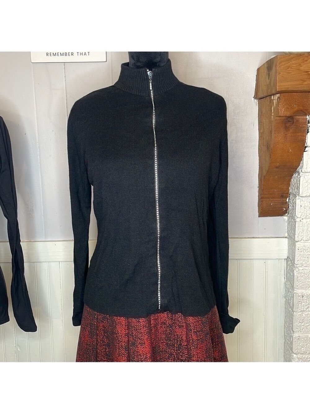 Vintage Kathie lee black cardigan, Diamond zipper, rhinestone zipper